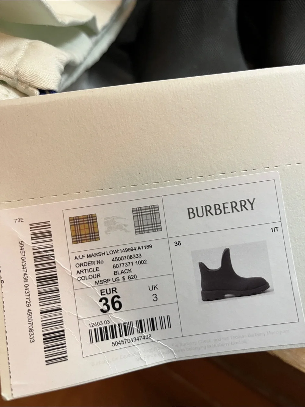 NEW Burberry Marsh Low Chelsea Boots Womens size US 6 or Eu 36